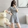 Women's Street-Style Summer Tracksuit with Loose, Age-Reducing Petites' Casual Shorts, Fashionable Two-Piece Set