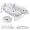 Foldable Baby Bath Tub Ergonomic with Temperature & Cushion Bath Pad + Bath Net