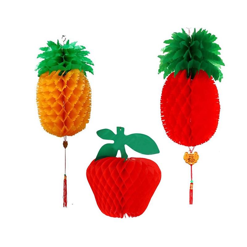 Pineapple Apple Lanterns Hanging Decorations Happy New Year Chinese Cny Fruit