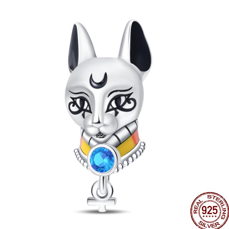 Pyramid Series Copper Mystical Cat Elephant Religious Style Charm Beads Suitable For Pan Original Bracelet Diy