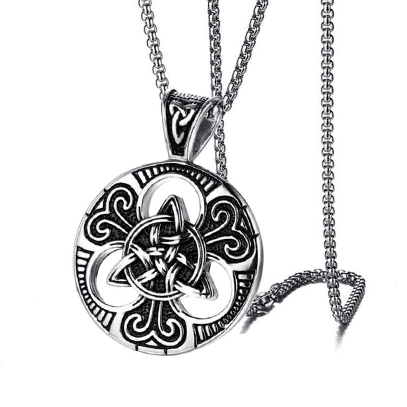 Collier pendentif rond nœud concentrique irlandais punk tendance rétro européen et américain pour homme