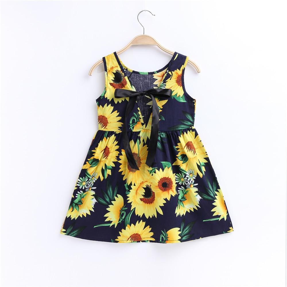 Sommar tjejklänning Mode ärmlös rygglös barnklänningar Småbarnstjej Födelsedagsfest Prinsessklänning Bomull Barnkläder