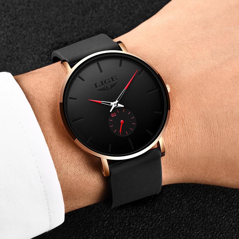 LIGE New Fashion Sports Mens Watches Top Luxury Waterproof Simple Ultra-Thin Watch Men Quartz Clock Relogio Masculino