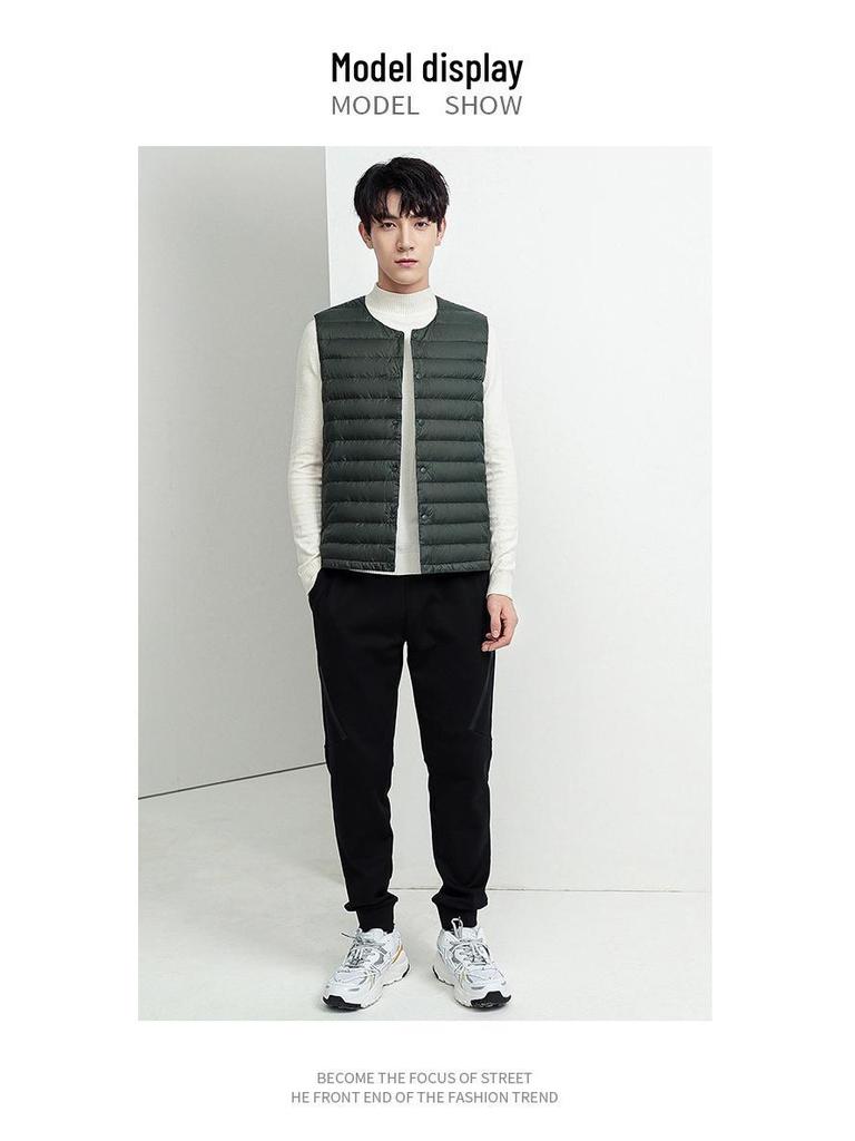 Men's Lightweight Round Neck Short Down Vest - 2025 Autumn/Winter Collection
