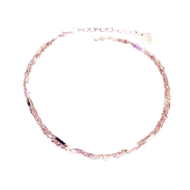 Purple Gold Water Corrugated Anklet Simple Rose Gold Plated Shiny Double Sequined Anklet Jewelry Women