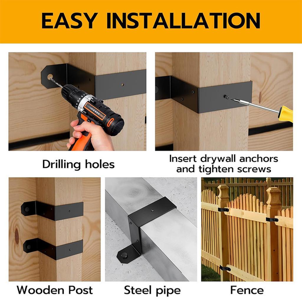 Schwerlast Zaunhalterung Säulenbefestigung U-förmiges Kohlenstoffstahlband für 4 * 4-Zoll Holzpfeiler DIY Zaunzubehör