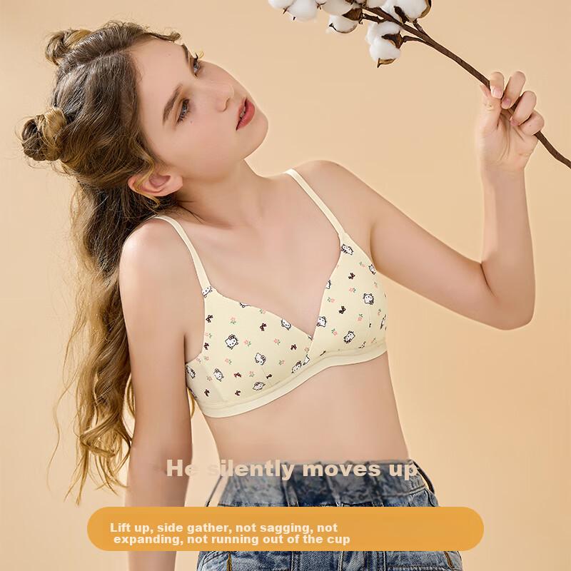 XUEXIMAN Women's Underwear for Middle And High School Students, Big Girls' Three-Stage Shaping Anti-Spillage Breathable Thin Bra, White