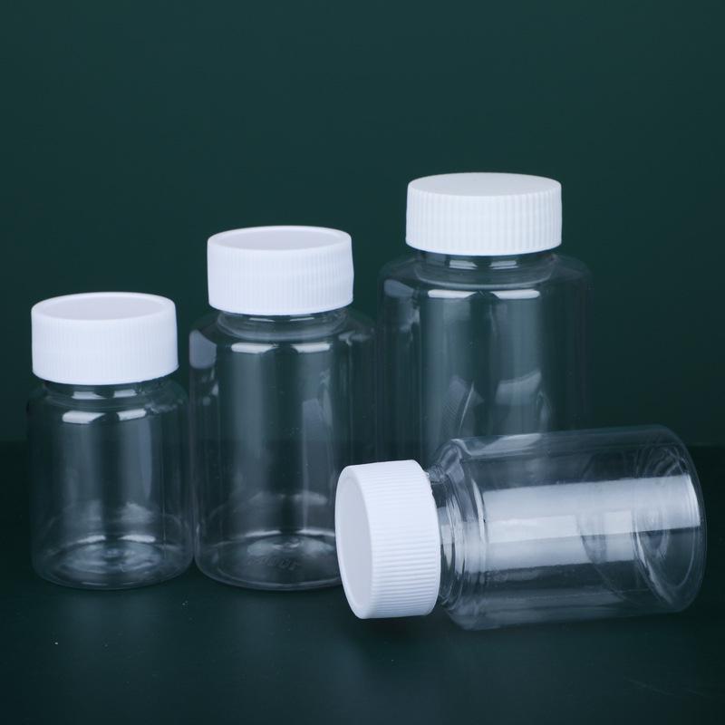 30, 50, 100ml Wide-Mouth Transparent Plastic Bottles with Lids for Samples