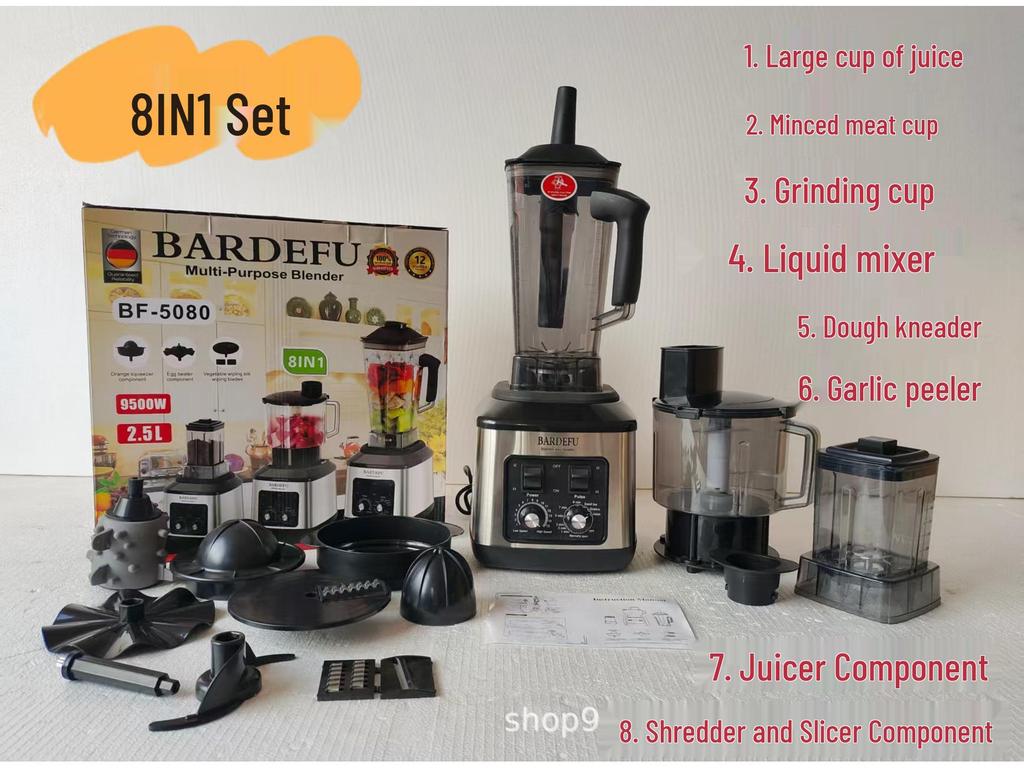 Stalowy blender i sokowirówka 8 w 1 o pojemności 4L z funkcją mielenia mięsa, kruszenia lodu i rozbijania ścian