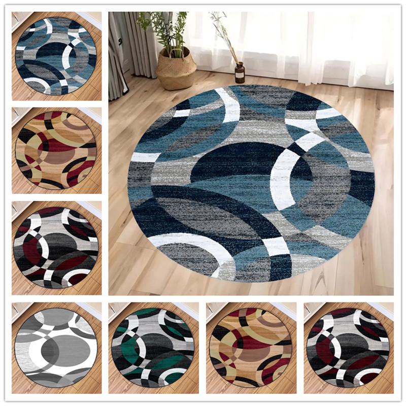 Nowoczesny Wzór Blokowy Okrągły Dywan Dywany Okrągłe do Dekoracji Salonu Sypialni Mata Antypoślizgowa Dywanik Obszarowy Pod Sofę Krzesło Dekoracja Domu