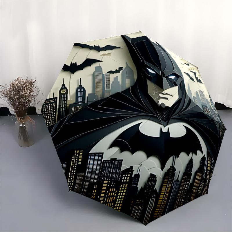 1pc Batman Automatic Folding Umbrella - Sturdy 8-Rib Polyester Canopy,Sun-Defying Travel Companion Yy251023133