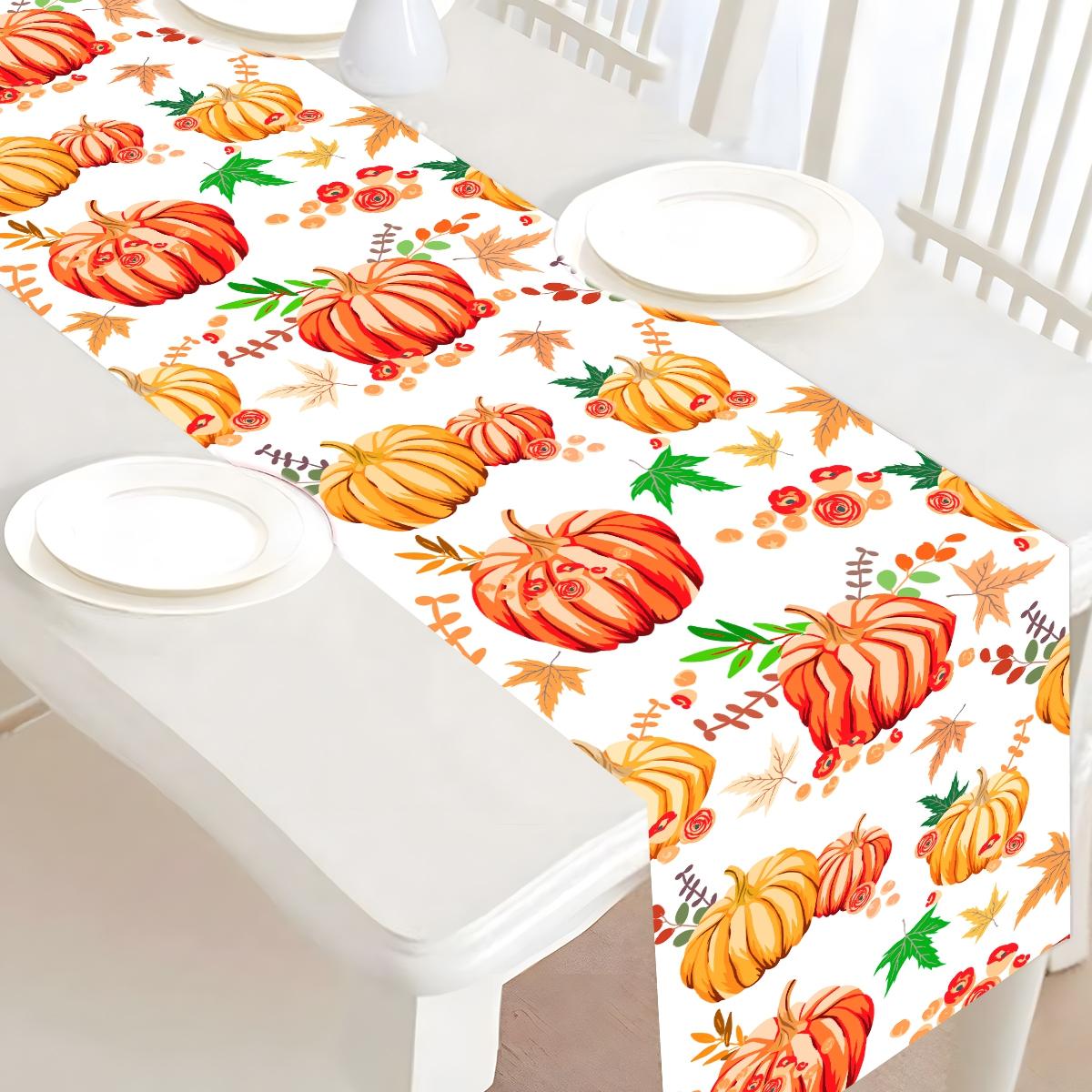 

Thanksgiving Table Runner Halloween Pumpkin Maple Leaf Table Cloth Happy Halloween Party Decor Birthday Table Decor Party Suppli
