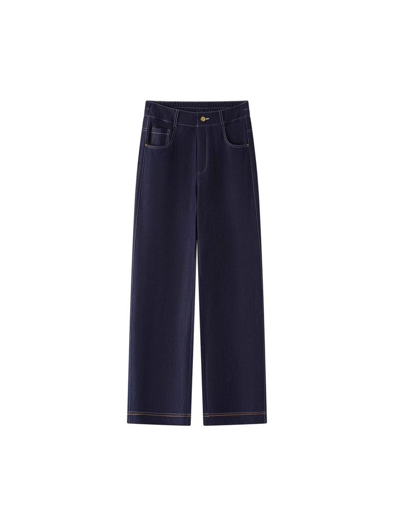 Autumn Designer High-Waist Silk Denim Jeans: Luxury Slimming Pants