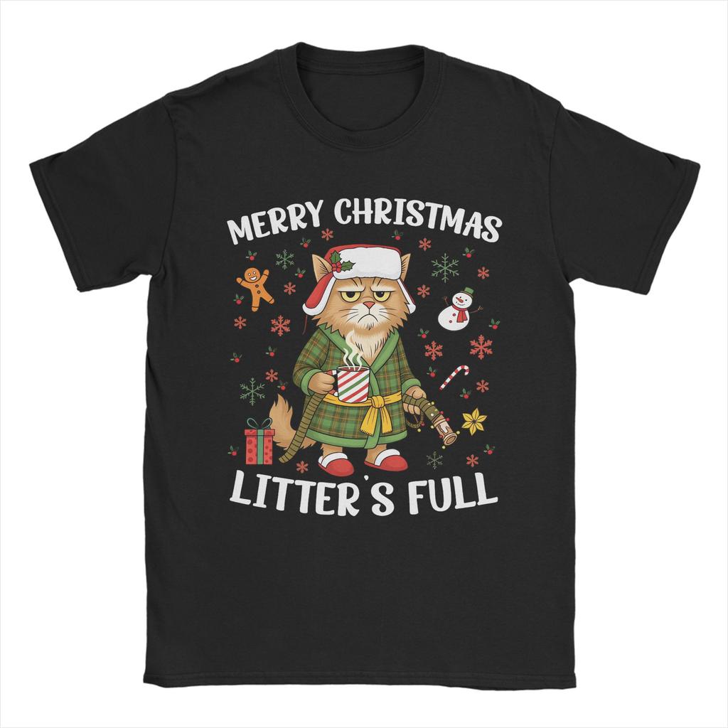 Litter's Full Letter T Shirt for Men 100% Cotton Casual T-Shirts Crew Neck Merry Christmas Tee Shirt Short Sleeve Clothes Party