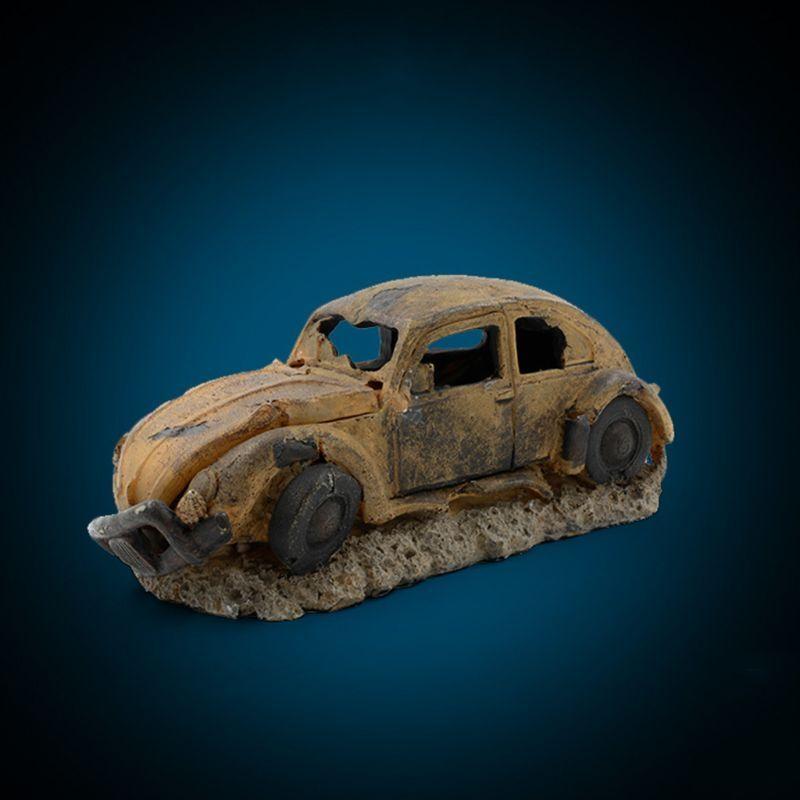 Fish for Tank Decoration Aquarium Hideaway Broken Vehicle House Cave Resin Wreck Car Ornament Landscaping Accessories top sale