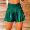 Women's Solid Color Loose Elastic Waist Draped Glitter Shorts