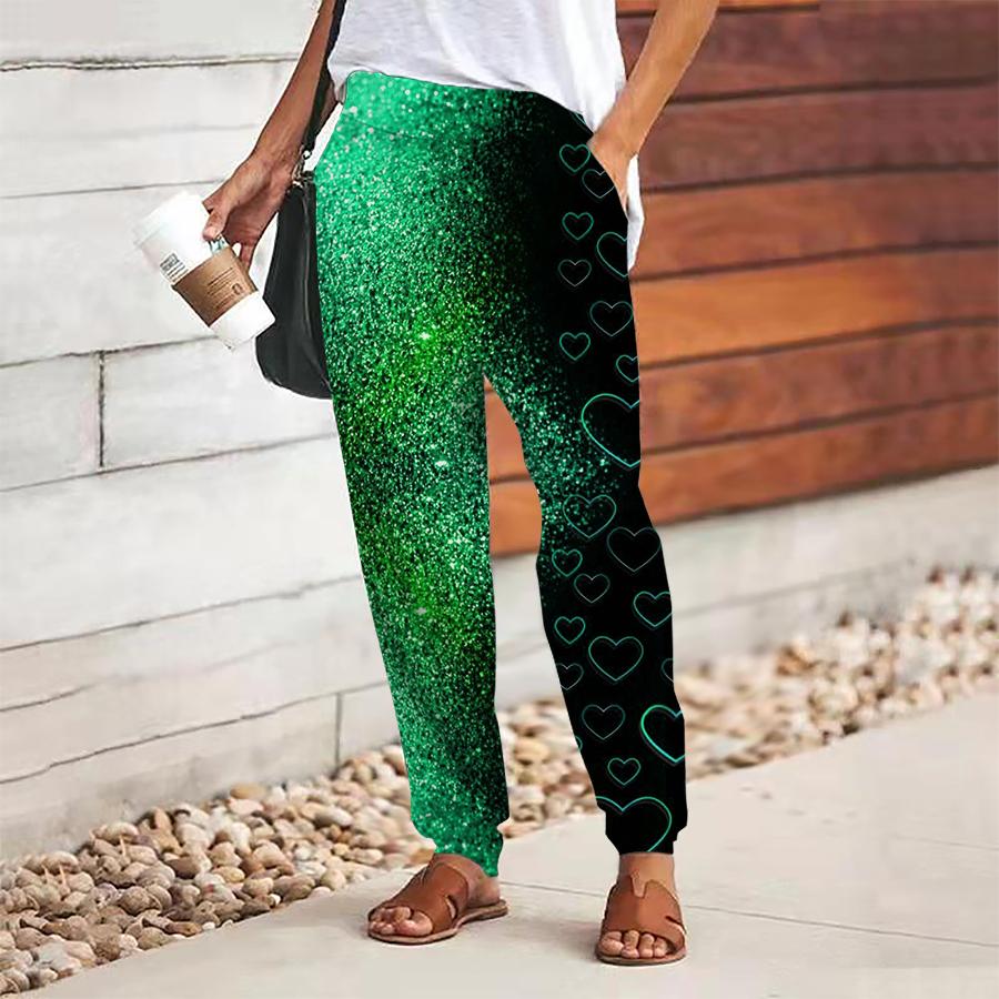 Women Starry Sky Printing Pants Lace Up Elastic Waist Loose  Trousers Casual Long Pants Trousers with Pockets