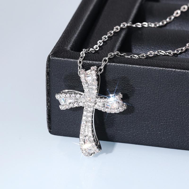 

Huitan Luxury Trendy Cross Pendant Necklace for Women Luxury Bridal Wedding Accessories Sparkling Cubic Zircon Necklace Jewelry