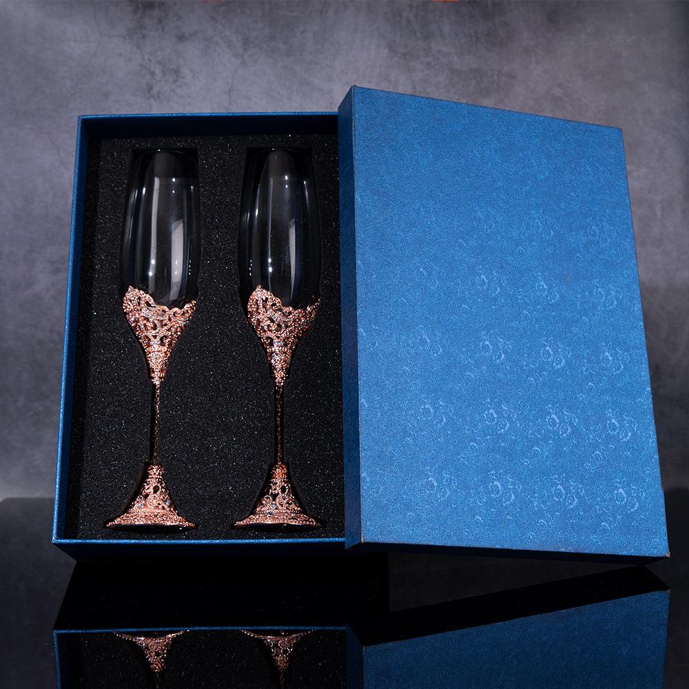 Vintage Bubble Embossed Champagne & Wine Crystal Glass Set with Gift Box