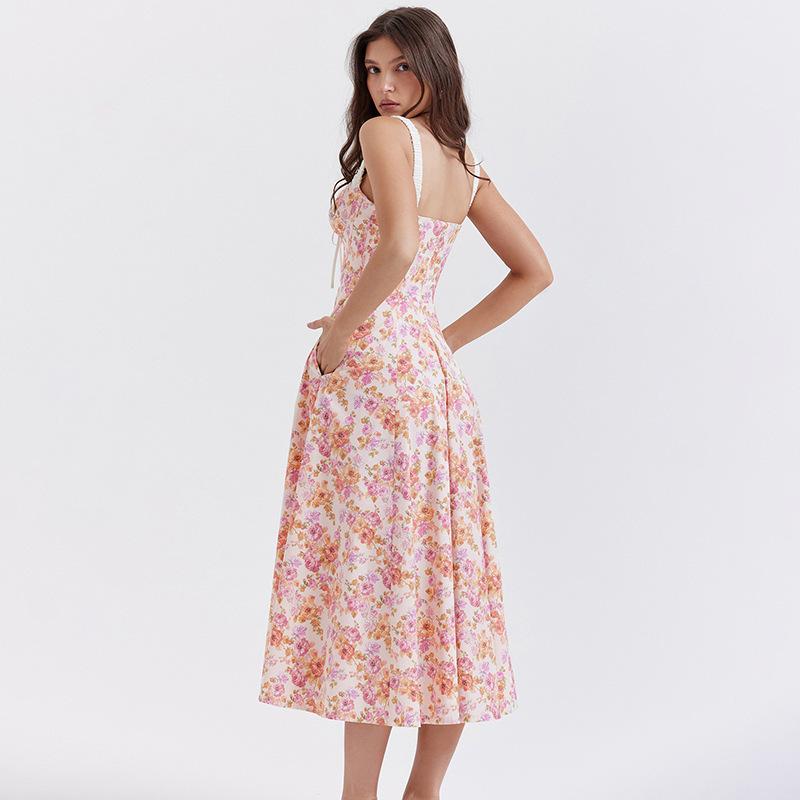 With Sleeves Boho Lace Maxi Dress Corset Dress For Women Spaghetti Strap Square  Neck Bustier A-line Midi Dresses Going Out Lace Up Dress Black Black Dress  Spaghetti Strap Summer Dress