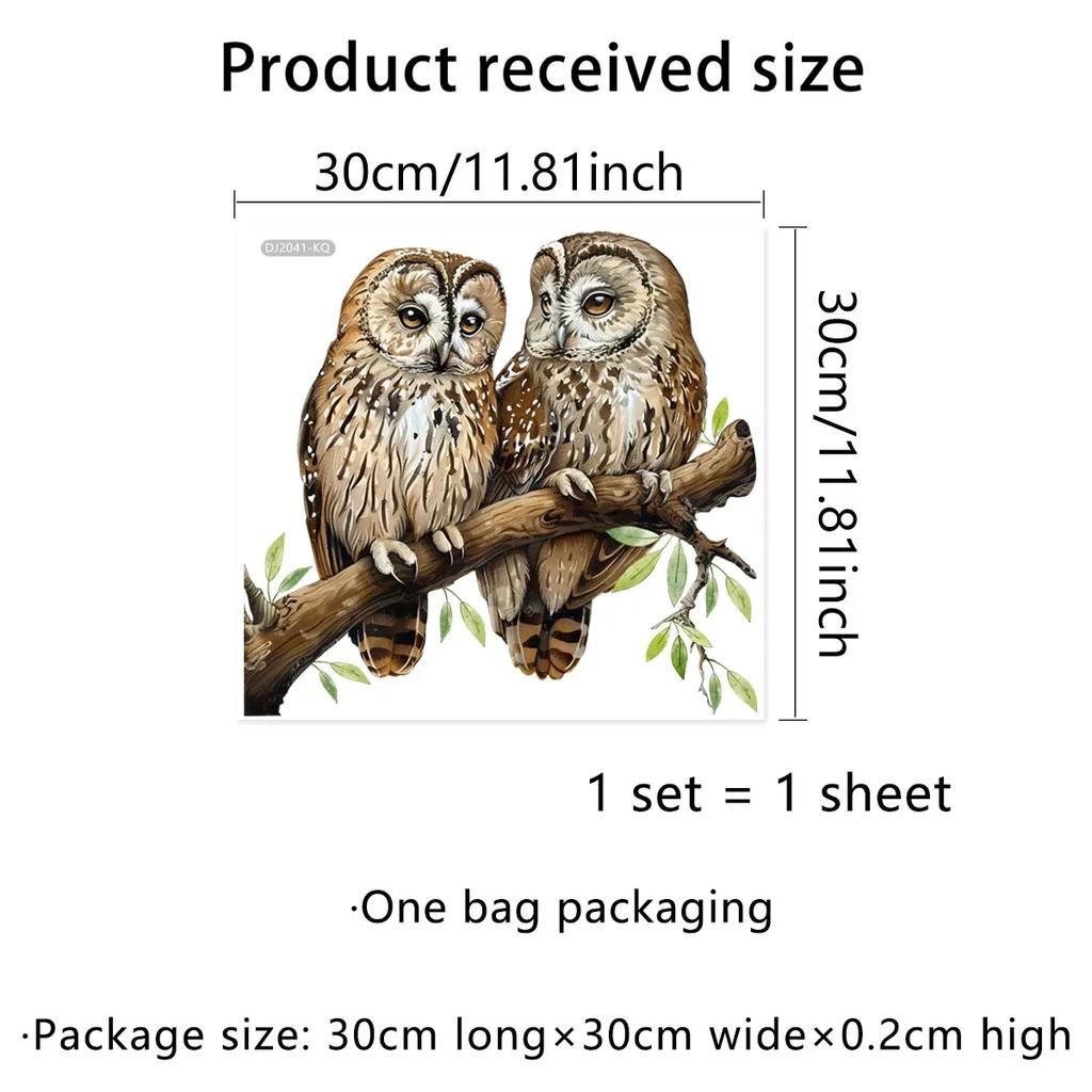 Owl Flower Branch Wall Stickers Living Room Glass Window Home Decorration Mural Bedroom Decor Self Adhesive Animal Decals