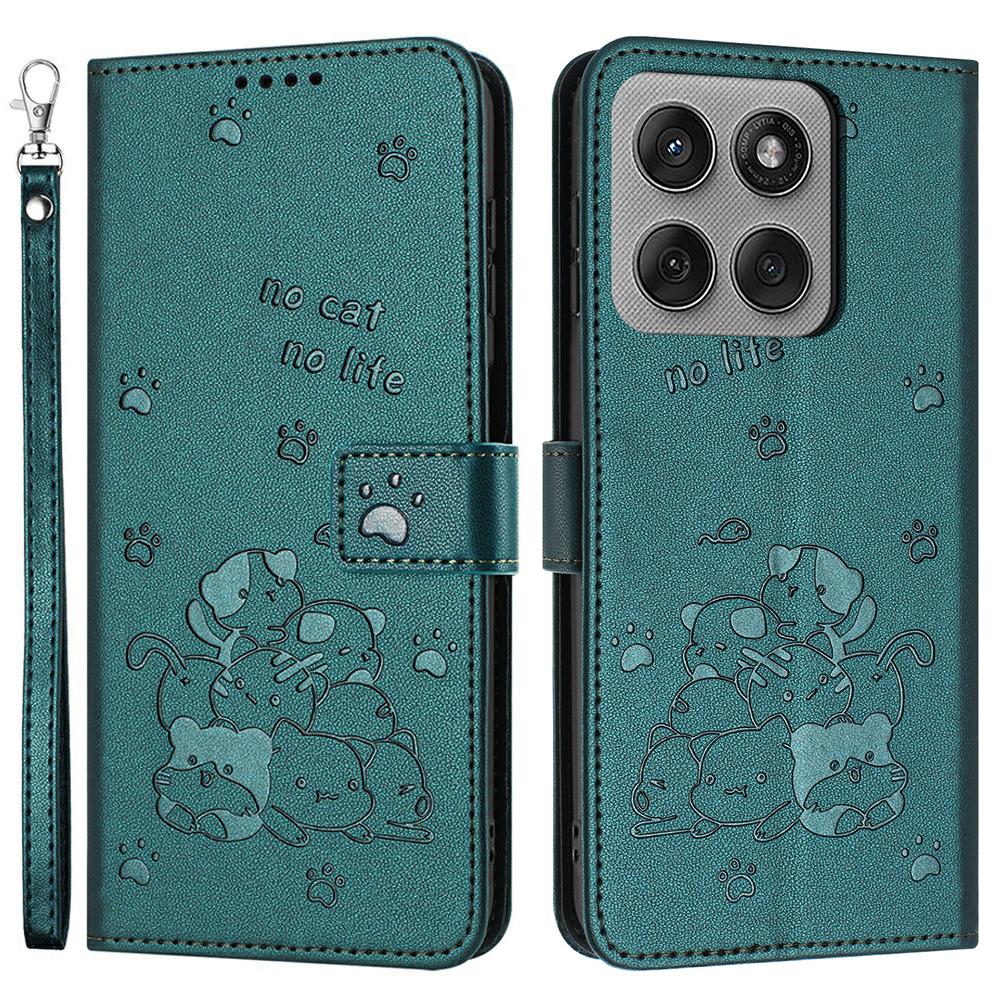 For Motorola Edge 60 Pro 5G Wallet Case Cats Imprint Leather Phone Cover with Strap
