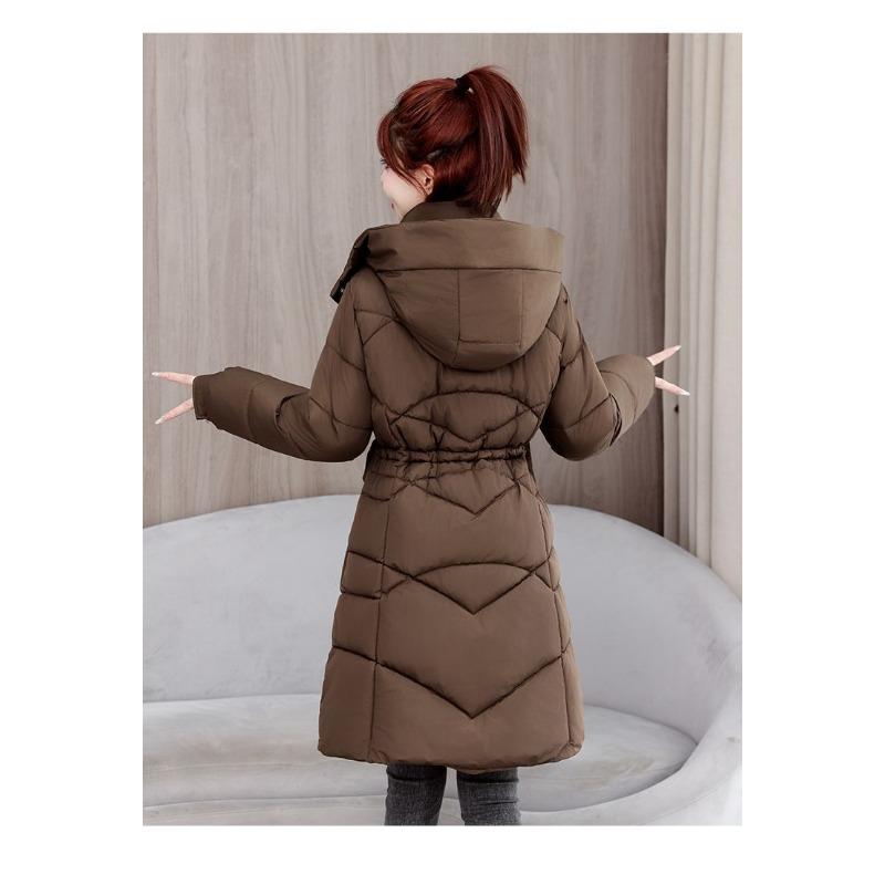 Winter Fashion Women Down Cotton Coat Slim Fit Thickened Long Padded Jacket Warm Outwear