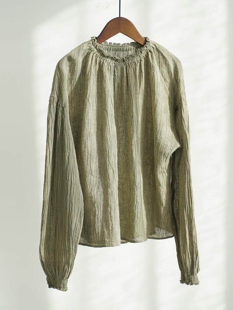 Johnature Women Vintage T-Shirts Solid Color Spring Long Sleeve O-neck Chinese Style Female Loose T-Shirts