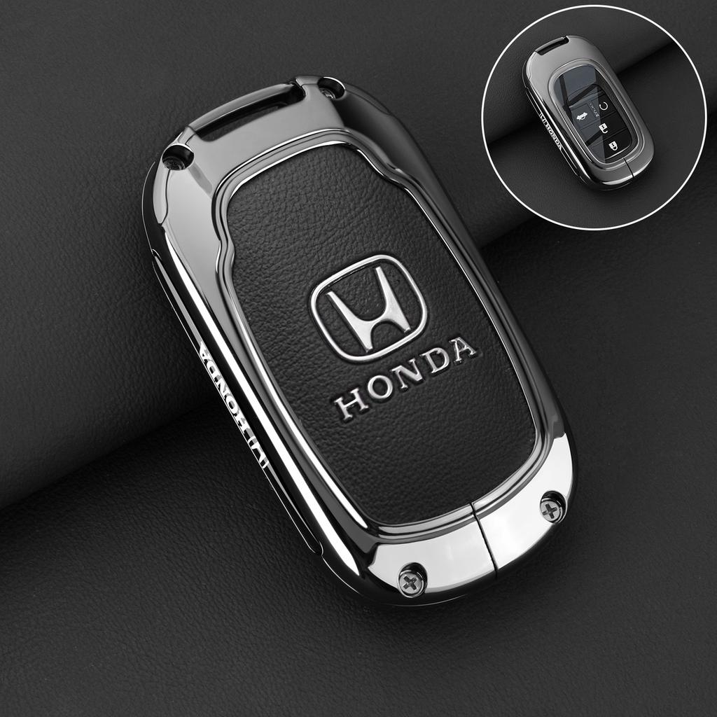Leather Zinc Alloy Car Remote Key Case Cover For Honda Civic 11th Gen Accord Vezel Freed Pilot CRV 2021 2022 Protector Accessory