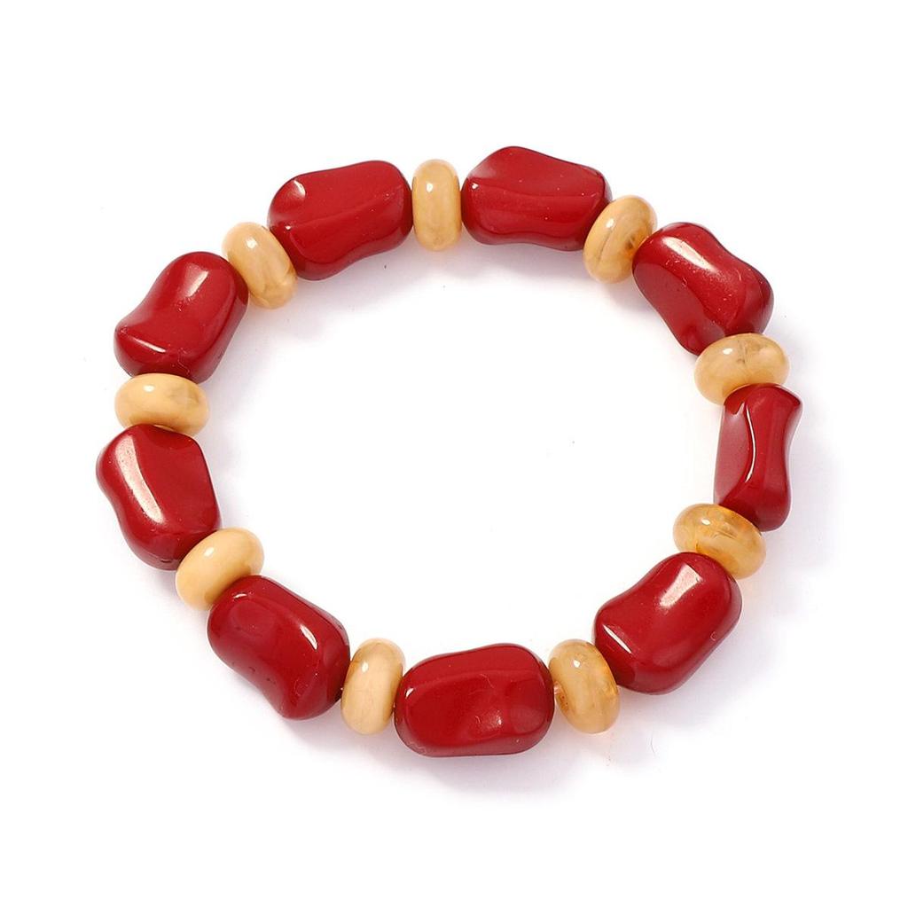 Artistic retro casual versatile bracelet irregular geometric contrasting bead bracelet trendy travel women's bracelet