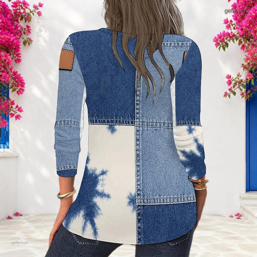 Women Plus Size Round Neck Long Sleeve Tie Dye Striped Printed Pullover Sweatshirt