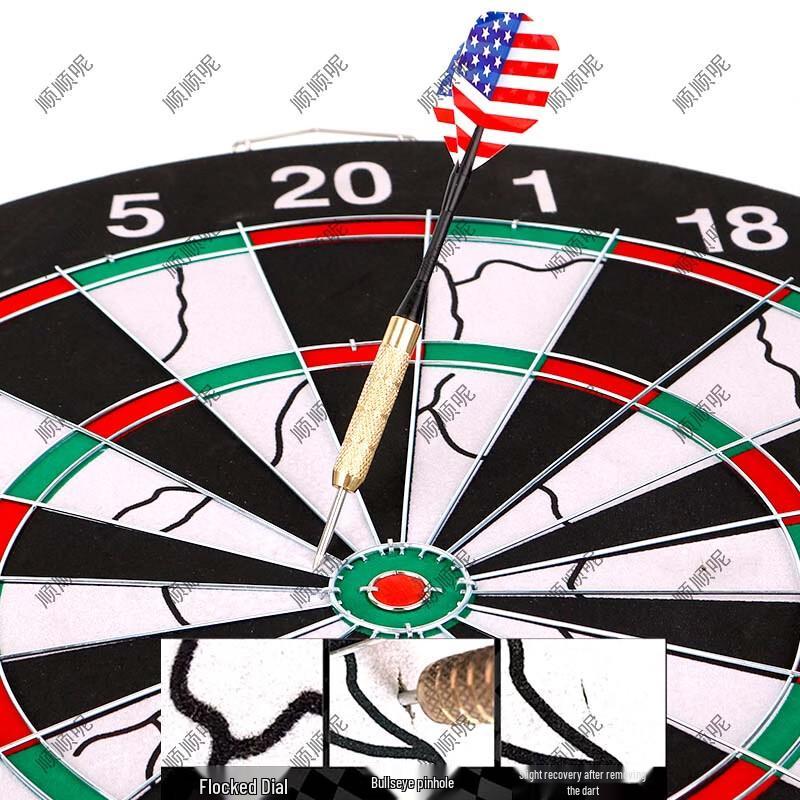 18-inch Dubbelzijdig Bevlokt Dartbord Set met 10 Verzwaarde Darts