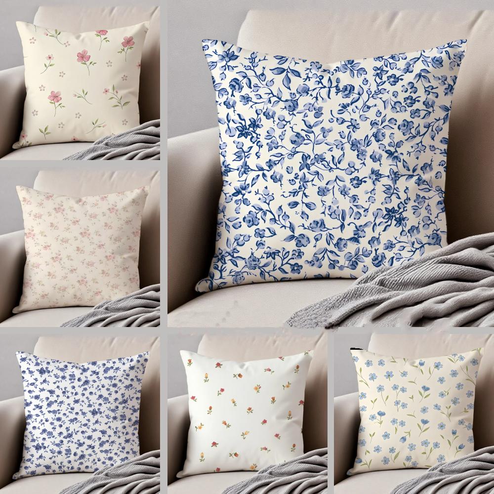 Tiny Vintage Floral Pillow Fresh Pastoral Cushion Cover Throw Pillow Cover Hidden Button Durable Polyester Chair Cushion