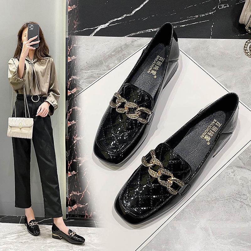 Buty damskie Mokasyny Damskie niskie obcasy Damskie pojedyncze buty Kryształki Duże rozmiary Wygodne Brytyjski styl