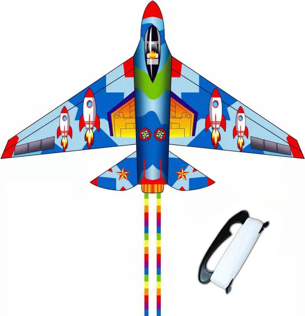 Fighter Jet Kite for Kids Giant Airplane Shape with Vibrant Colors 120cm Size Long Tail for Park and Beach Play