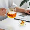 Lvchangming Glass Tea Cup with Infuser, Thick Heat-Resistant Tea Separation Cup for Office And Home Use, 520ml
