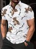 Men'S Short-Sleeve Polo Shirt with Flat Digital Print Design - No Texture - Featuring a Cute Teddy Bear And Text Print, Stylish And Easy Short