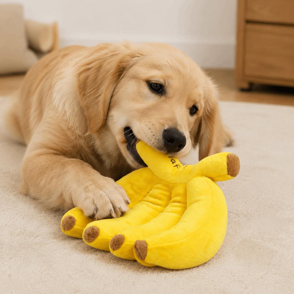 Yellow Squeaky Dog Toy Plush Banana Pet Interactive Toys Funny Pet Chew Plush Toy  Gift