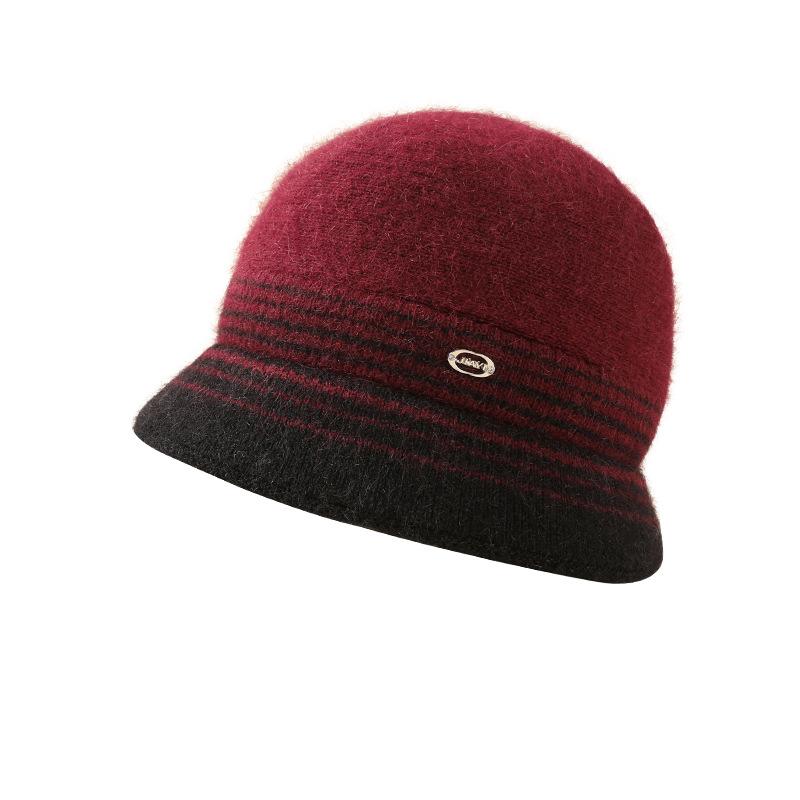 Medium mother hat Female fleece thickened rabbit fur warm wool hat Medium elderly grandmother cotton hat Knitted hat