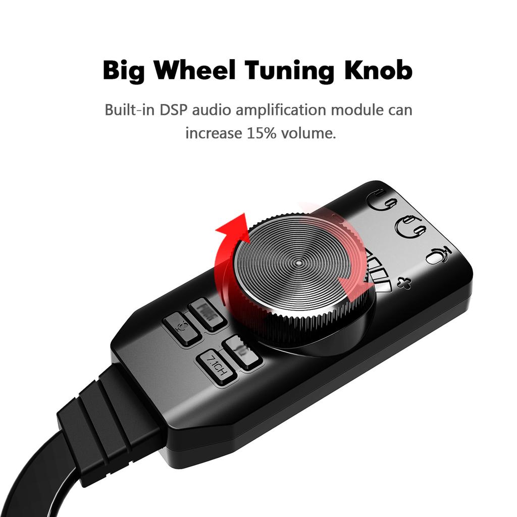 GS3 USB 2.0 External Sound Card Virtual 7.1 Channel Sound Card Adapter Plug and Play with Hdphone Microphone  s Volume Control   Mic Games Sound