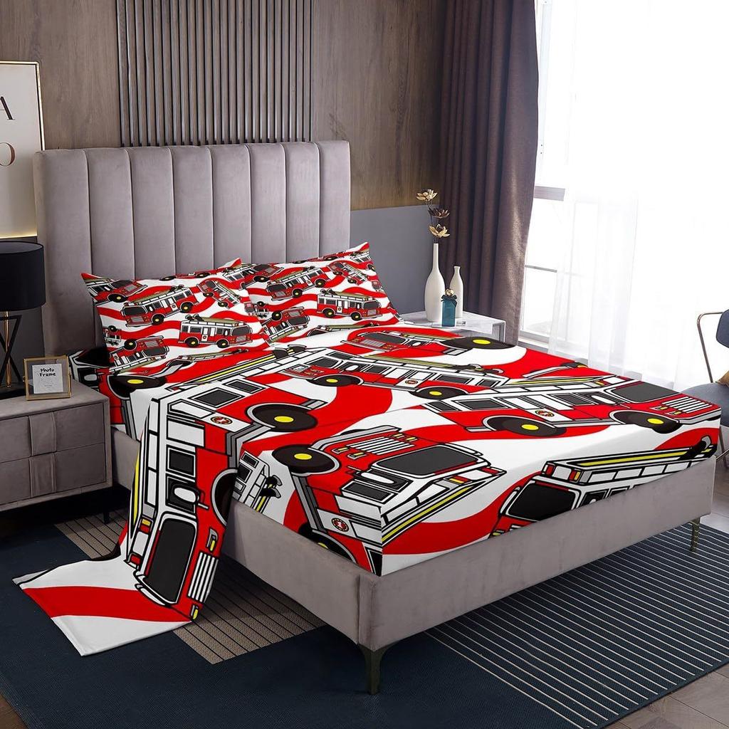 Wild Animal Camping Pattern Bed Hat Four-Piece Bedding Set Bedroom Dormitory Bedding Decoration