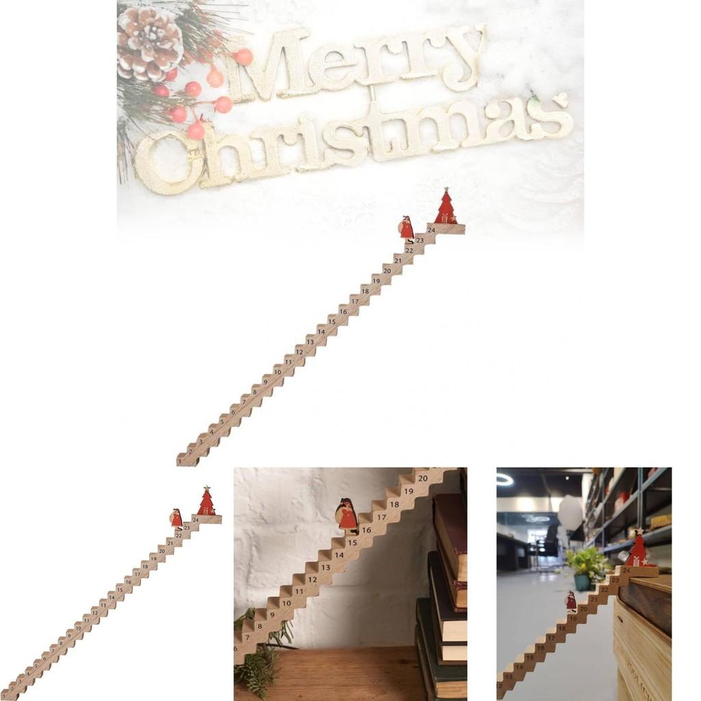 Advent Countdown Festive Santa Claus Staircase Wooden Christmas Countdown Calendar