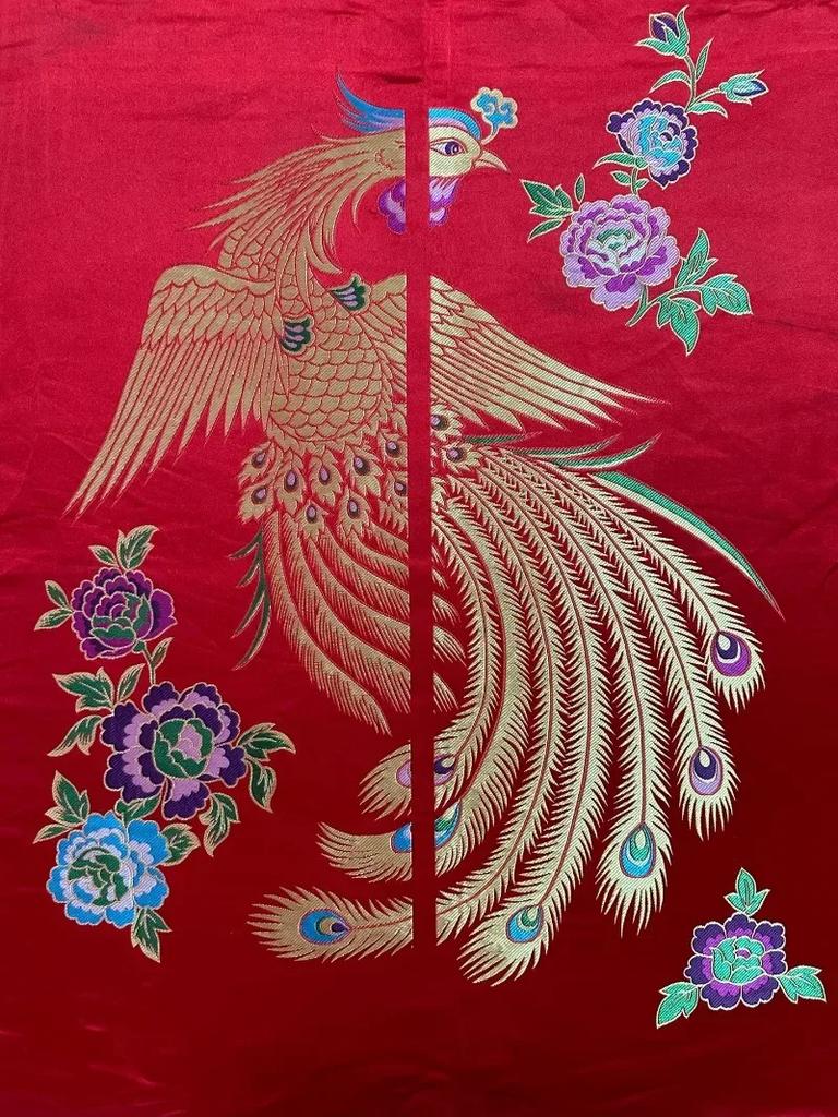 100x150cm Phoenix Tibetan Satin Imitation Brocade Fabric DIY Cheongsam Dress Fabric Double Phoenix Butterfly Dress Fabric