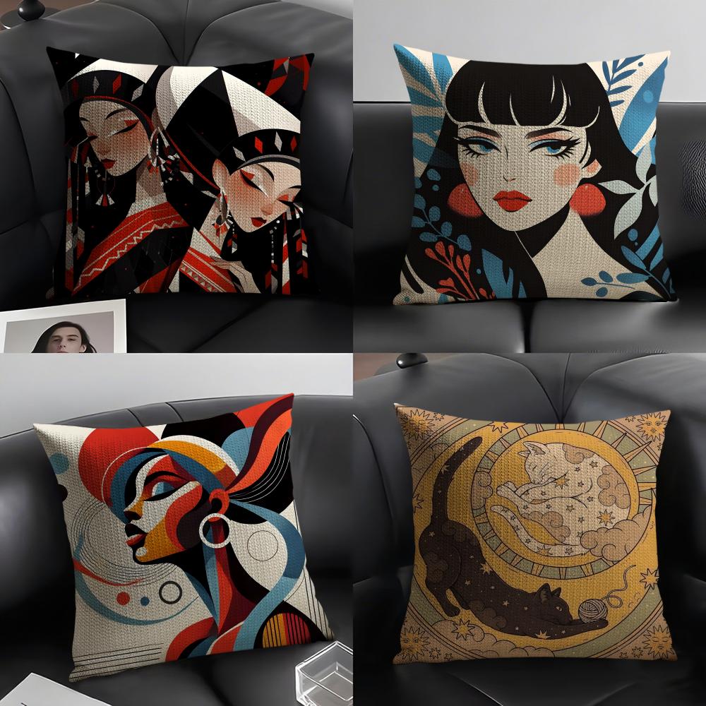 Illustration Of Diagonal Square Art Pillow Case Home Living Room Decoration Linen Pillowcover Pillow Cases Cushion Cover