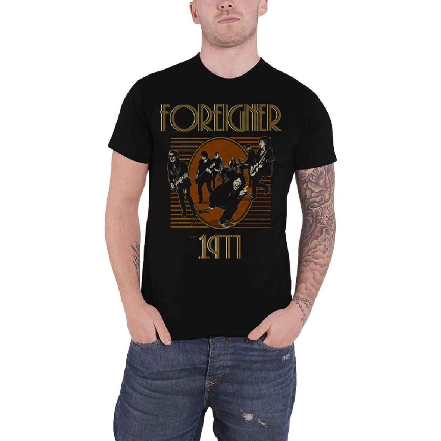 Foreigner T Shirt Est 1977 Band Logo Official Mens Black Size XXXXXL разноцветный