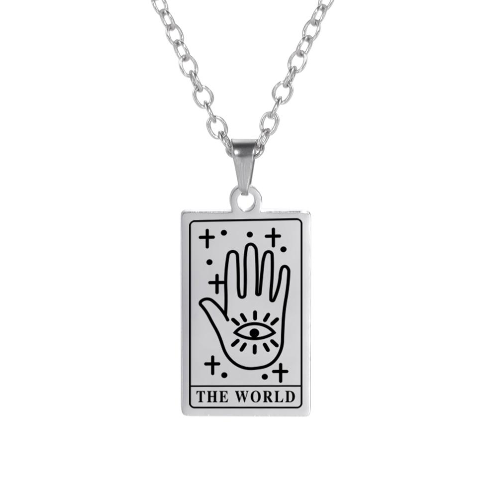 Cazador Tarot Cards Necklace The Star World Fortune SUN Moon Tarot Neck Chain Stainless Steel Vintage Punk Jewelry for Women Men