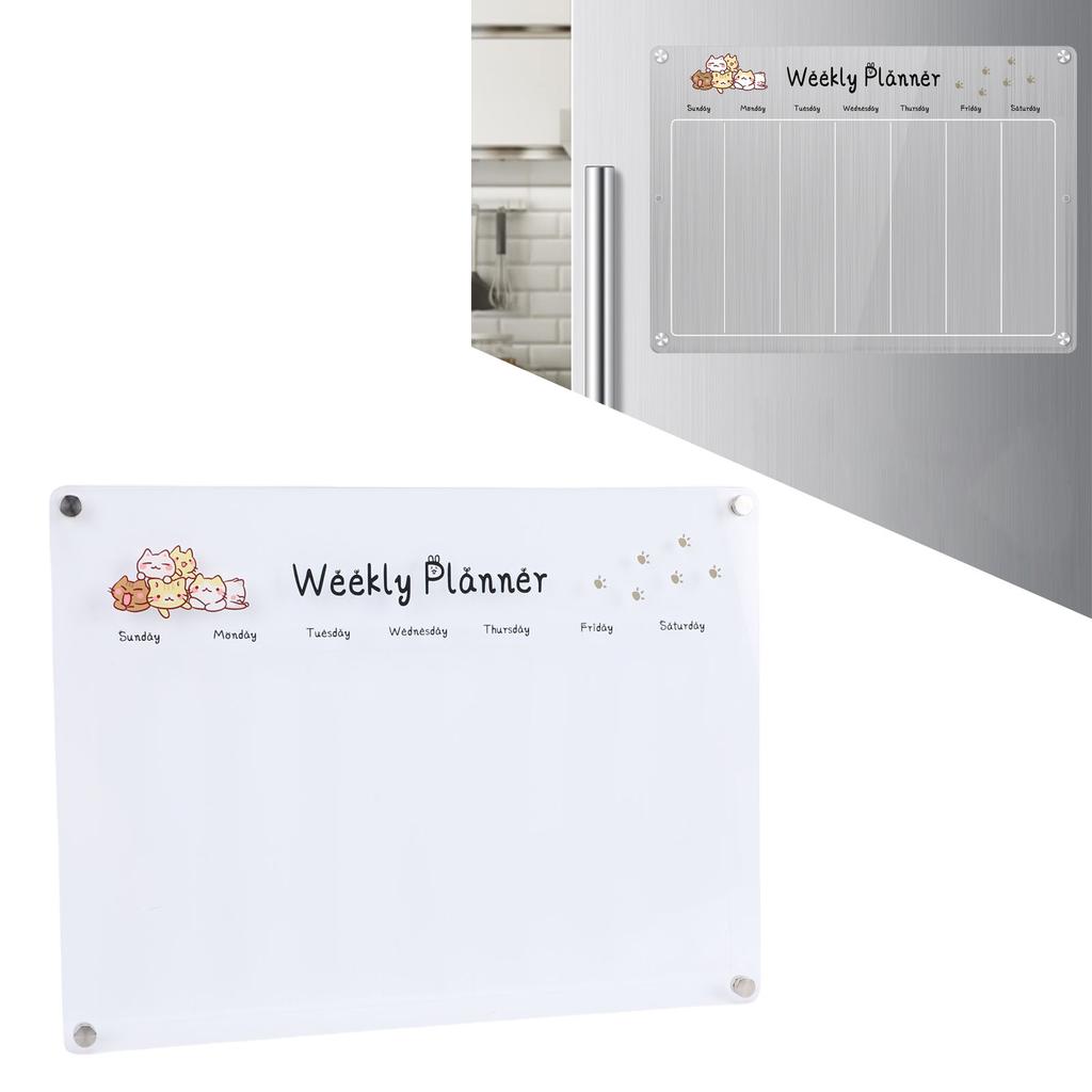 Acrylic Weekly Planner Magnetic Erasable Transparent Weekly Planning Board for Refrigerator
