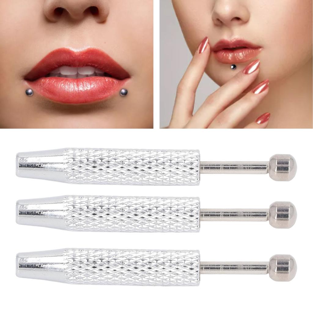 3pcs Piercing Ball Grabber Tool Short Anti Slip 4 Prong Diamond Claw Tweezers for Tiny Objects