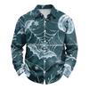 Men's Loose Fit Long Sleeve Shirt with Turn Down Collar Halloween Theme Vintage Casual Button Down Shirt for Spring Autumn Outdoor Daily Wear