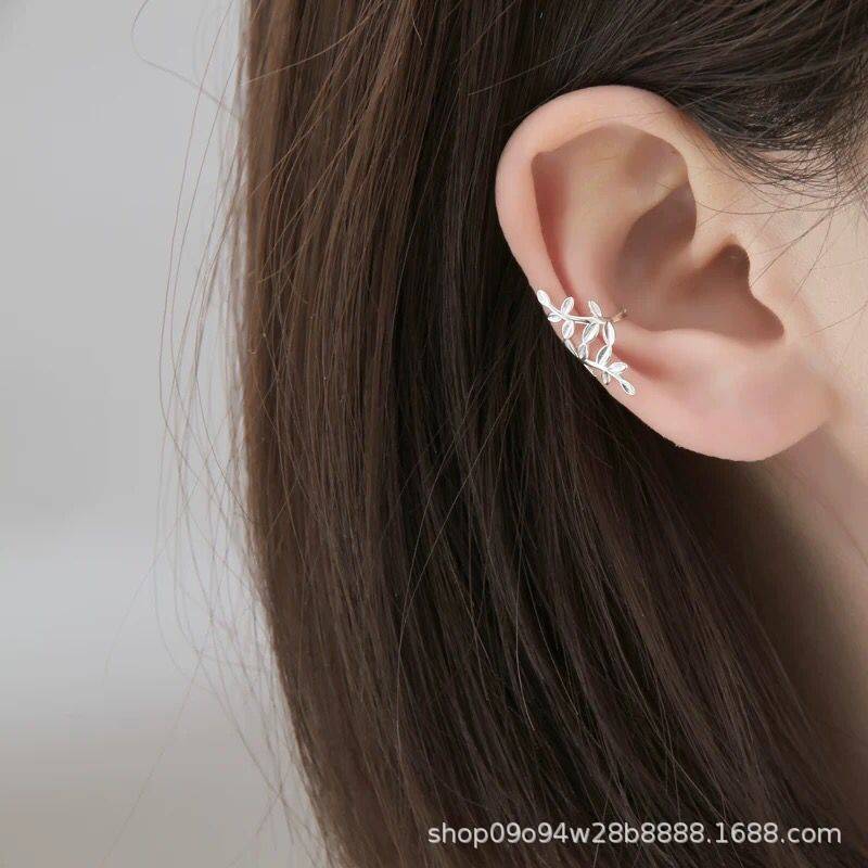Leaf Leaf Ear Clips Without Ear Piercings Female Long Korean Simple And Fresh Mori Retro Student Ear Bone Clips